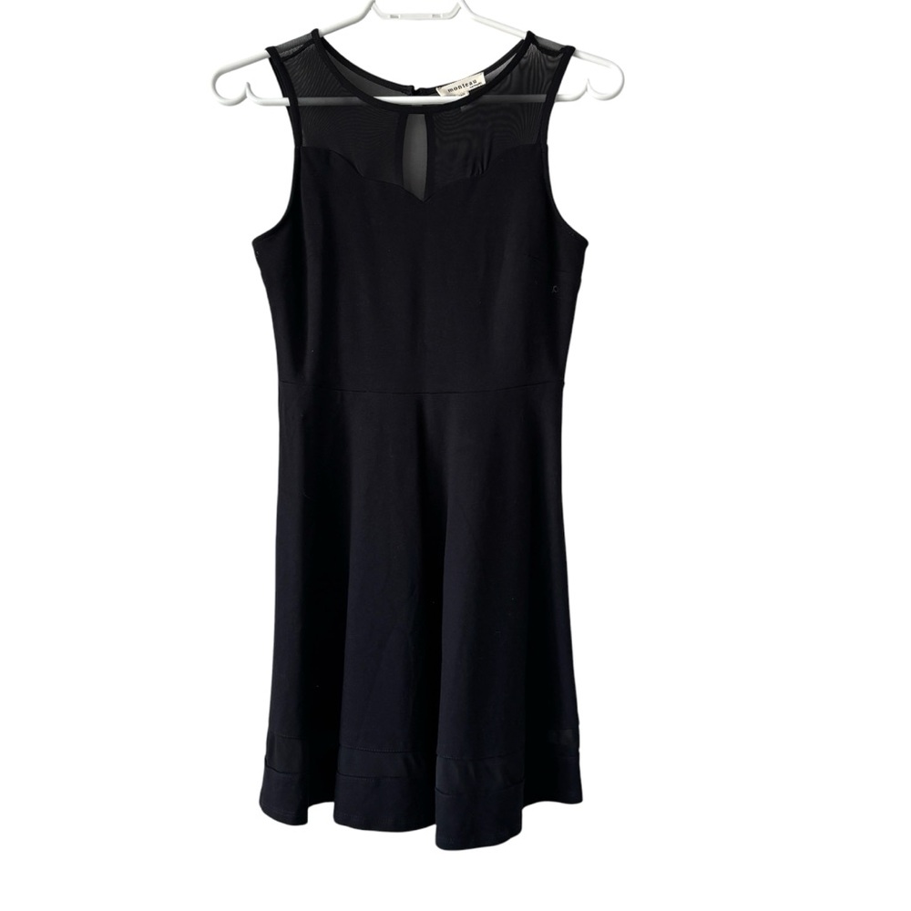 MONTEAU Los Angeles women’s Elegant Black Sleeveless w/ sheer mesh Dress size S